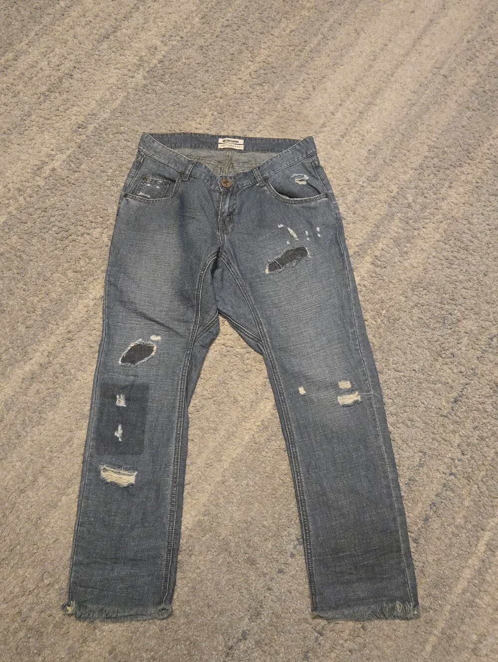 One Teaspoon Lonely Boys Linen Cotton Jeans Sz 27 Distressed Drop Crotch Tapered